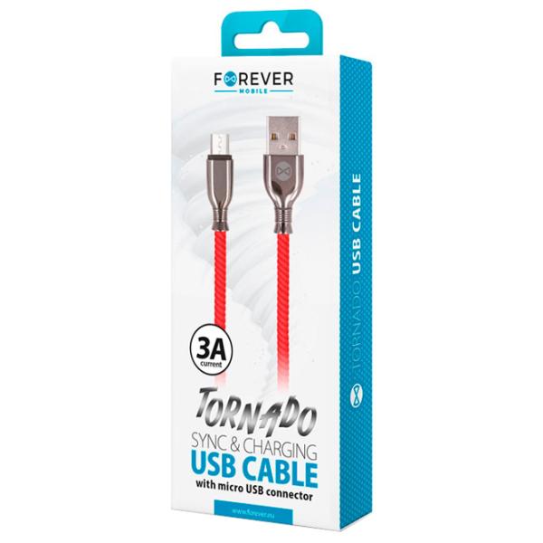 Cablu Tornado Forever USB Type-A + microUSB 1 m/ Red photo 2