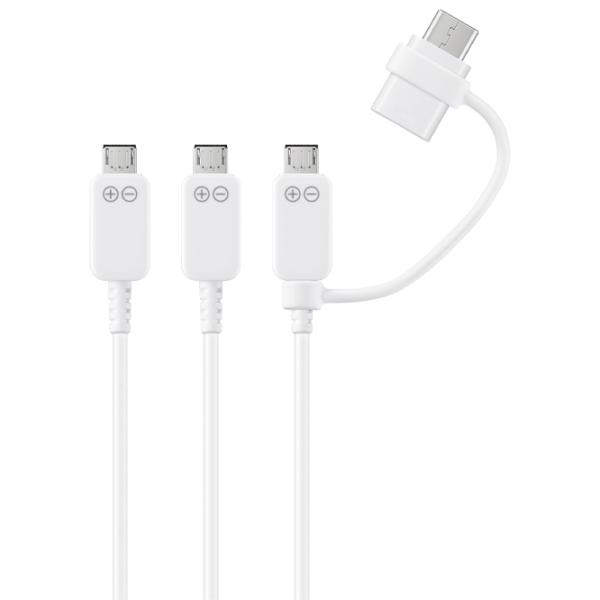 Cablu pentru telefon EP-MN930 Samsung USB Type-A + 2 x microUSB, USB Type-C 1.3 m/ White photo 2