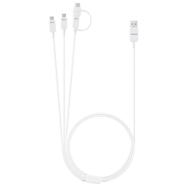 Cablu pentru telefon EP-MN930 Samsung USB Type-A + 2 x microUSB, USB Type-C 1.3 m/ White photo 3