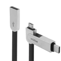 Cablu pentru telefon Cobblestone Rock USB Type-A + microUSB, USB Type-C 1 m/ Black photo 3