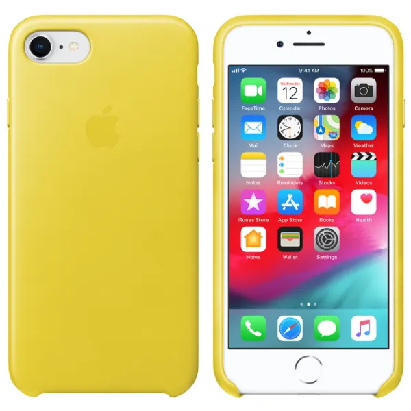 Чехол для смартфона Apple iPhone 7/ 8 Apple/ Back/ Leather/ Желтый photo 2 Чехол для смартфона Apple iPhone 7/ 8 Apple/ Back/ Leather/ Желтый photo 2