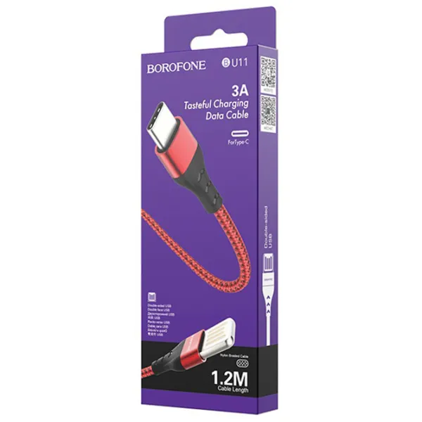 Кабель USB BU-11 Borofone USB Type-A + USB Type-C 1.2 м/ Красный photo 3