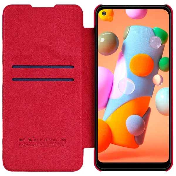 Husă pentru smartphone Samsung Galaxy A21 Nillkin/ Flip Cover/ Leather/ TPU/ Red photo 3