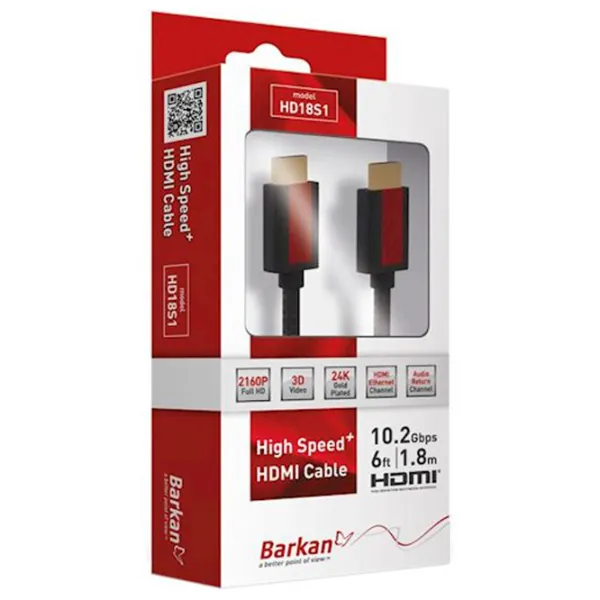 Cablu video Barkan HDMI + HDMI 1.8 m/ Black photo 2