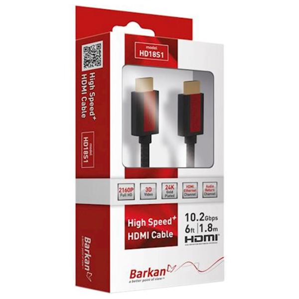 Cablu video Barkan HDMI + HDMI 1.8 m/ Black photo 2