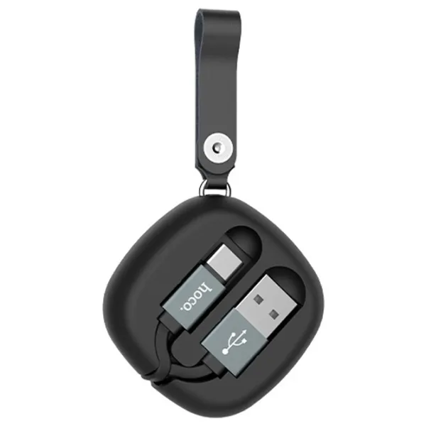 Cablu USB U33 Retractable Hoco USB Type-A + USB Type-C 0.9 m/ Black photo 2