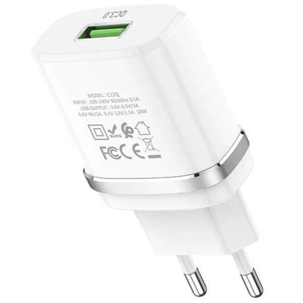 Сетевое зарядное устройство EVO USB QC3.0 2 A/ Белый photo 2