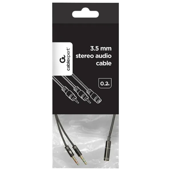 Cablu audio Cablexpert CCA-418M 3.5 mm + 3.5 mm 0.2 m/ Black photo 3