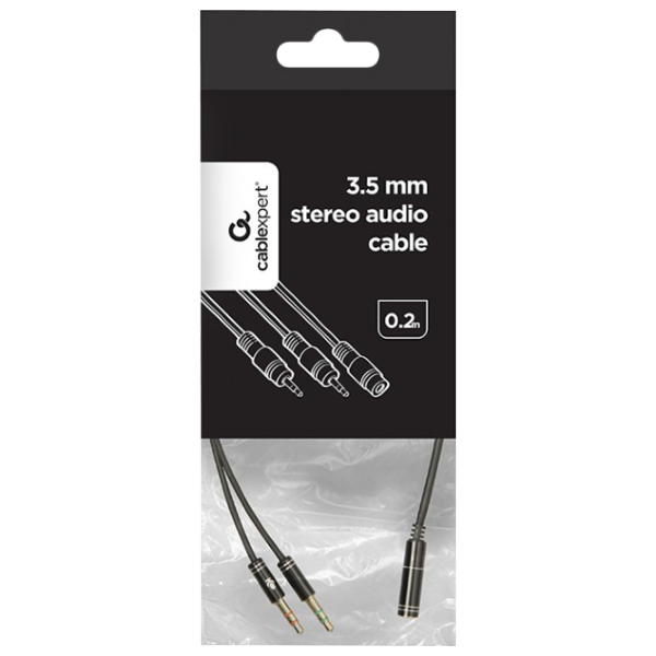 Cablu audio Cablexpert CCA-418M 3.5 mm + 3.5 mm 0.2 m/ Black photo 3