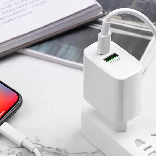 Сетевое зарядное устройство Rival USB QC3.0 + PD Type-C 2 A/ Белый photo 5