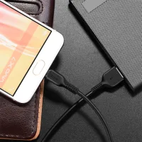 Cablu pentru telefon X13 Hoco USB Type-A + microUSB 1 m/ Black photo 4