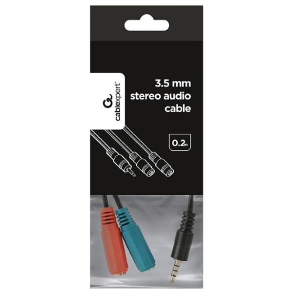 Cablu audio Cablexpert 3.5 mm + 2 x 3.5 mm 0.2 m/ Black photo 3