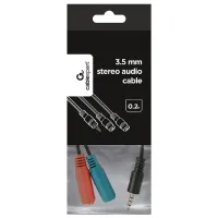 Аудио кабель Cablexpert 3.5 mm + 2 x 3.5 mm 0.2 m/ Черный photo 3