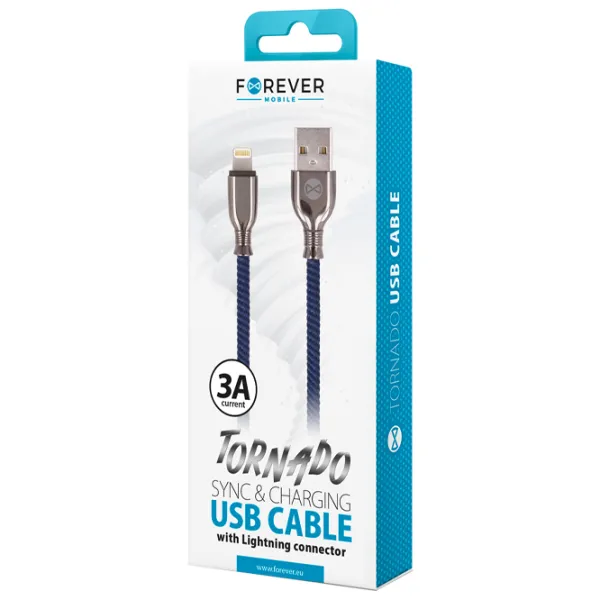 Кабель USB Tornado Forever USB + Lightning 1 м/ Синий photo 2