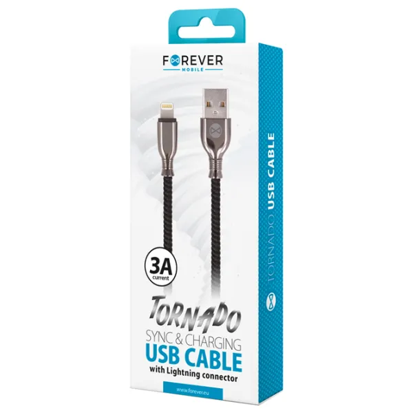 Кабель USB Tornado Forever USB Type-A + Lightning 1 м/ Черный photo 2