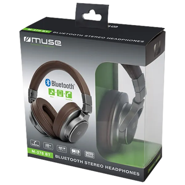 Наушники Muse M-278 BT Серебристый Коричневый Беспроводные/ Персональный photo 5