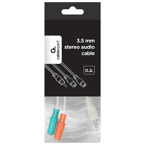 Cablu audio Cablexpert 3.5 mm + 2 x 3.5 mm 0.2 m/ White photo 3