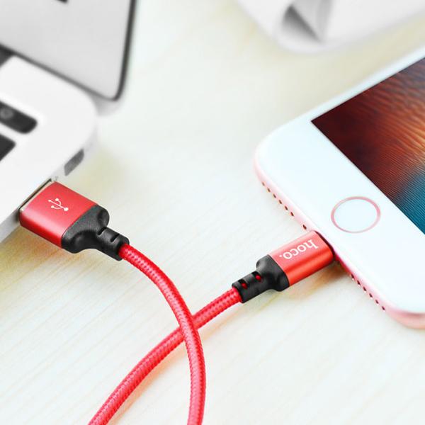 Кабель для телефона X14 Hoco USB Type-A + Lightning 1 м/ Красный photo 3