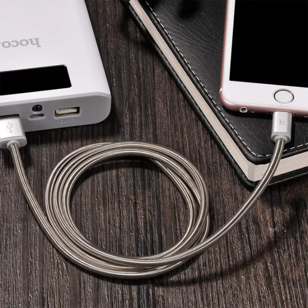 Cablu pentru telefon U5 Hoco USB Type-A + Lightning 1.2 m/ Metallic photo 4