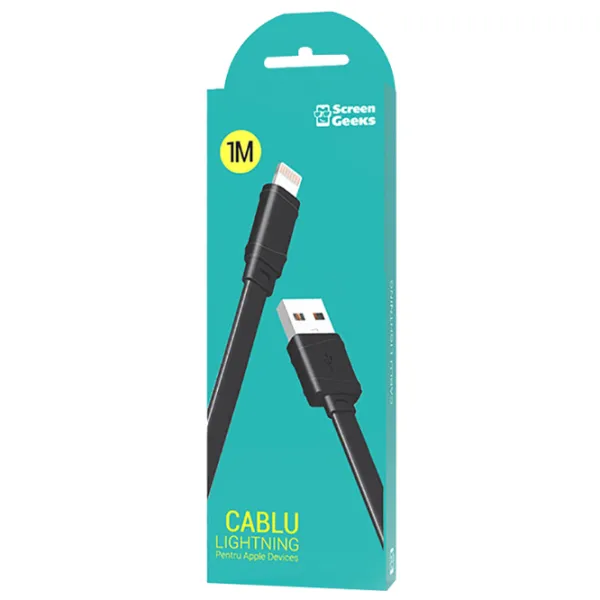 Cablu pentru telefon 20484 Screen Geeks USB Type-A + Lightning 1 m/ Black photo 5