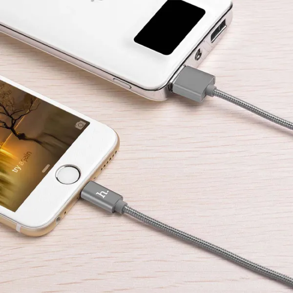 Cablu pentru telefon X2 Rapid Charging Hoco USB Type-A + Lightning 1 m/ Gray photo 3