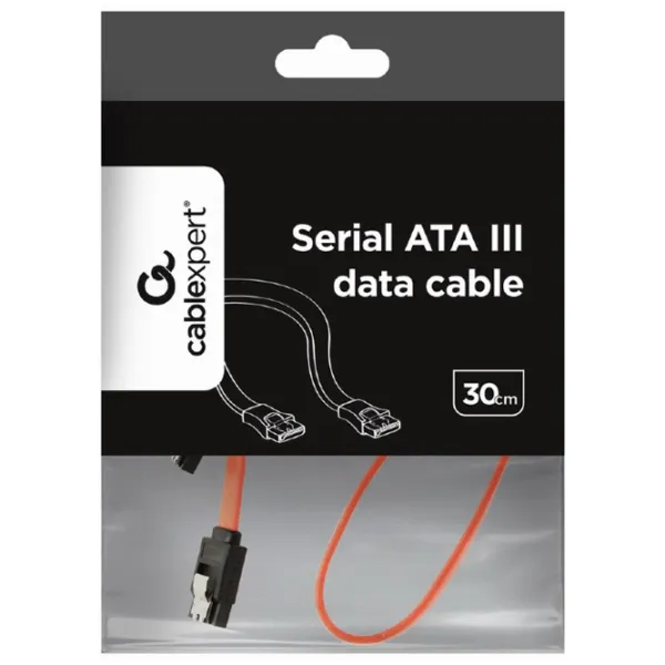 Cablu de date Cablexpert SATA III + SATA III 0.3 m/ Red photo 3
