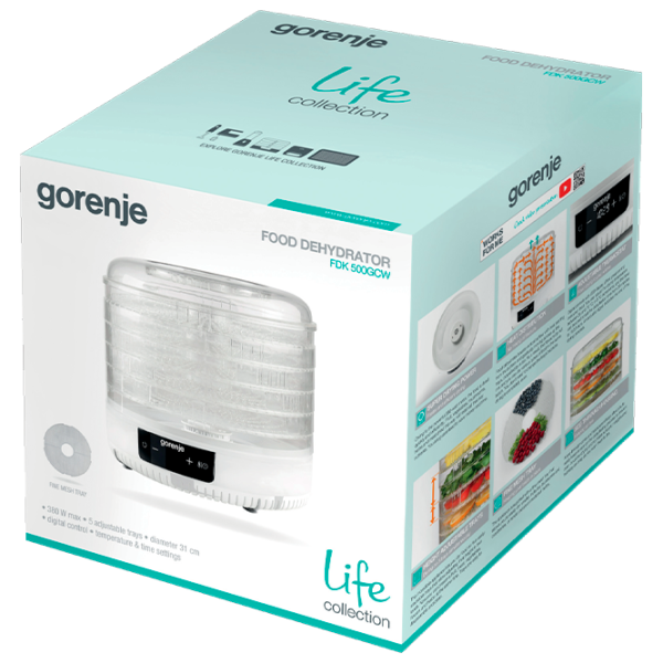 Uscător de fructe și legume Gorenje FDK500GCW 380 W/ White photo 6