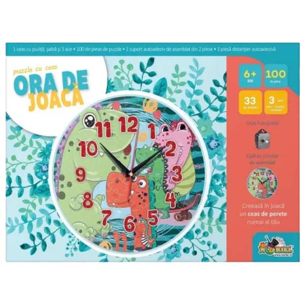 Puzzle 2D Noriel Ceas cu dinozauri 6+/ Numărul de piese: 100 photo 2 Puzzle 2D Noriel Ceas cu dinozauri 6+/ Numărul de piese: 100 photo 2