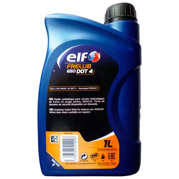 Тормозная жидкость Elf FRELUB 650 1 л/ DOT-4 photo 2
