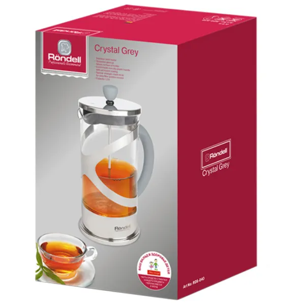 Френч-пресс Rondell Crystal Grey RDS-839 0.8 л 0.8 л/ Grey photo 3