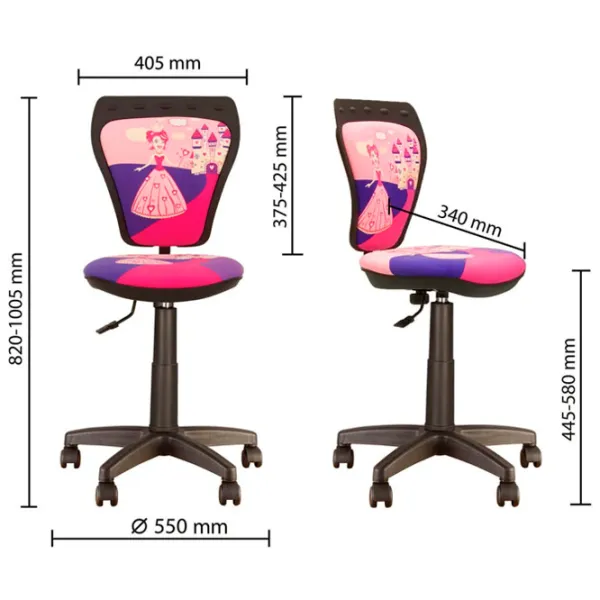 Fotoliu de birou Nowy Styl Ministyle GTS Princess Poliester/ Pink Black photo 4