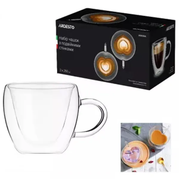Набор чашек Ardesto AR2625GH 250 ml/ Стекло/ Прозрачный photo 2