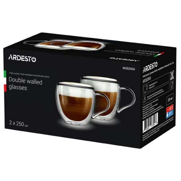 Набор чашек Ardesto AR2625GH 250 ml/ Стекло/ Прозрачный photo 3