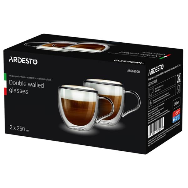 Набор чашек Ardesto AR2625GH 250 ml/ Стекло/ Прозрачный photo 3