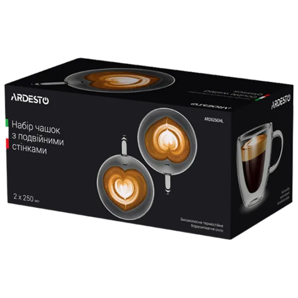 Набор чашек Ardesto AR2625GHL 250 ml/ Стекло/ Прозрачный photo 5