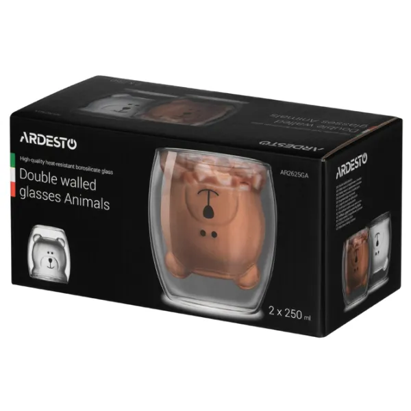 Set de pahare Ardesto Animals AR2625GA 0.25l / Sticlă / Transparent photo 5