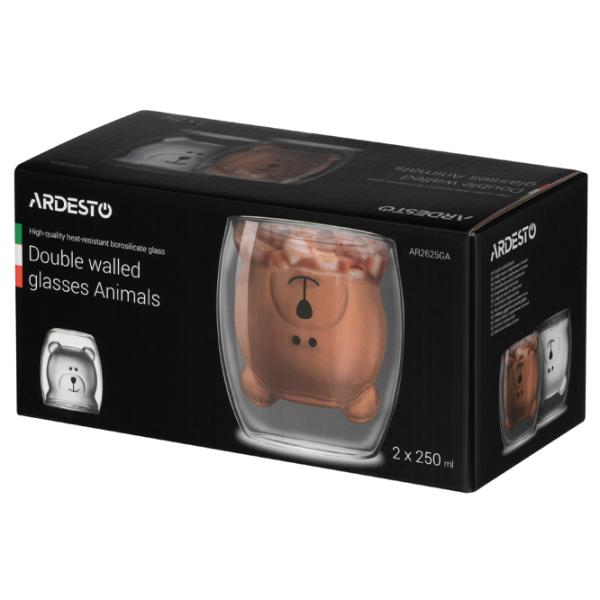 Set de pahare Ardesto Animals AR2625GA 0.25l / Sticlă / Transparent photo 5