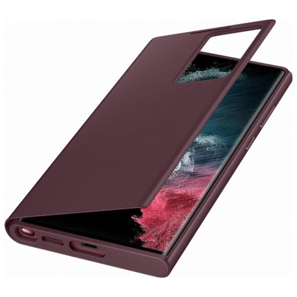 Husă pentru smartphone Samsung Galaxy S22 Ultra Samsung/ Smart Clear View/ Termopoliuretan/ Burgundy Cherry photo 3