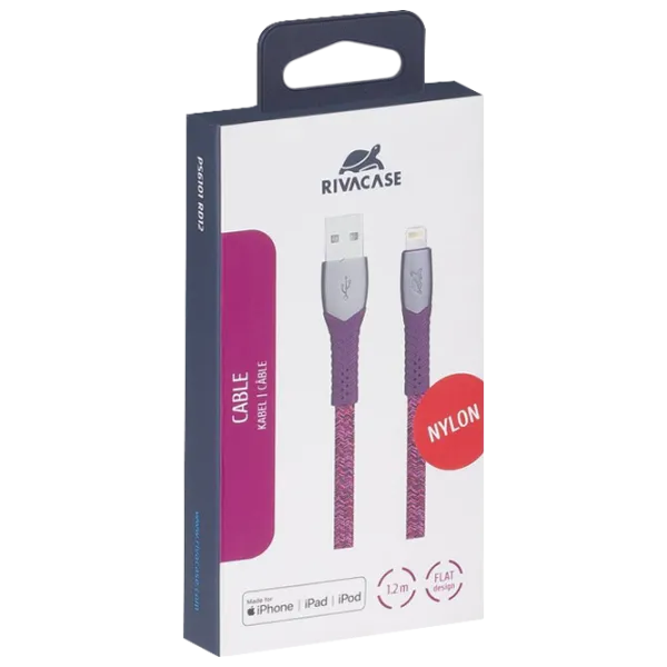 Кабель для телефона MFI PS6101 RivaCase USB Type-A + Lightning 1.2 м/ Красный photo 3