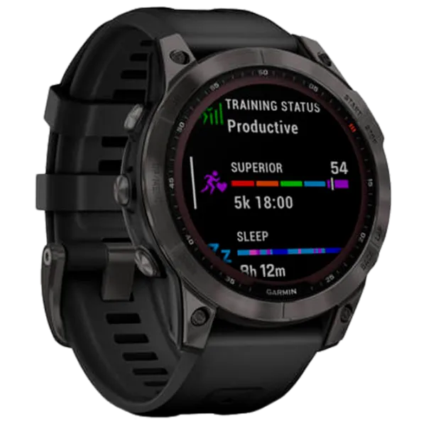 Ceas inteligent Garmin Fenix 7 Sapphire Solar 1.3"/ 010-02540-21/ Black Carbon Grey photo 3