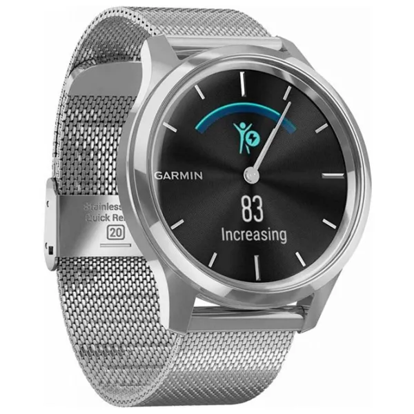 Ceas inteligent Garmin Vivomove Luxe 0.95"/ 010-02241-23/ Milanese Silver photo 3