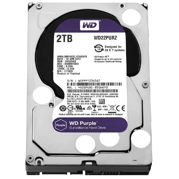 HDD Western Digital Purple Surveillance 2 ТБ WD22PURZ/ Пурпурный photo 2