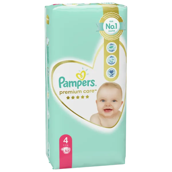 Scutece pentru copii Pampers Premium Care Maxi 4 9 - 14 kg/ 52 buc. photo 2