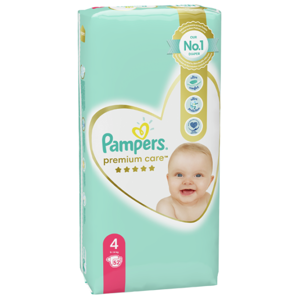 Scutece pentru copii Pampers Premium Care Maxi 4 9 - 14 kg/ 52 buc. photo 2