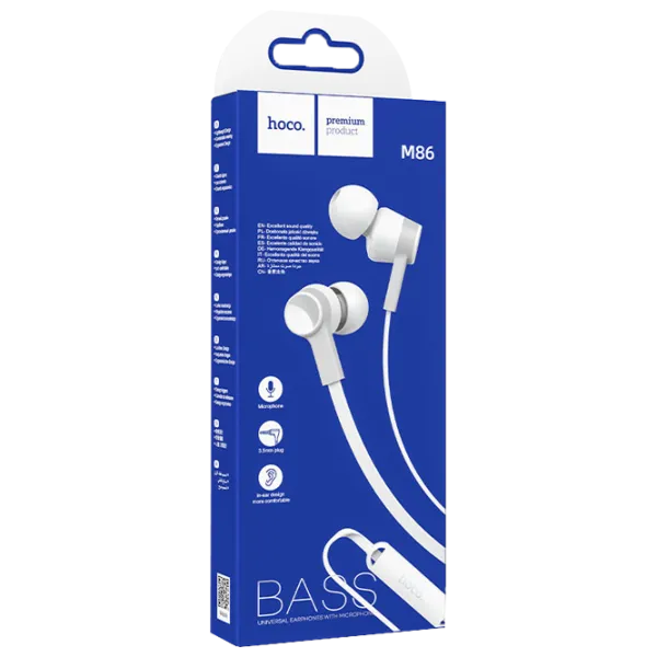 Căști Hoco M86 White Cu fir/ Personal photo 2 Căști Hoco M86 White Cu fir/ Personal photo 2