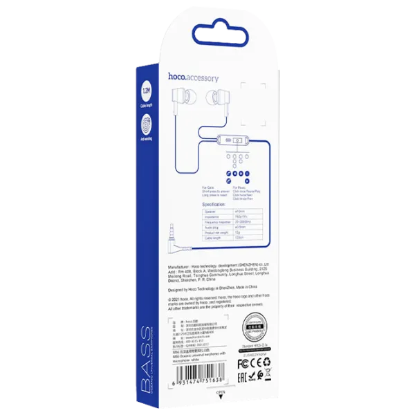 Căști Hoco M86 White Cu fir/ Personal photo 3 Căști Hoco M86 White Cu fir/ Personal photo 3