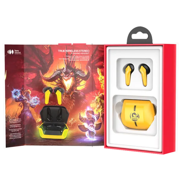 Наушники Hoco S21 Magic Shadow Черный Желтый Беспроводные/ Игровой photo 5 Наушники Hoco S21 Magic Shadow Черный Желтый Беспроводные/ Игровой photo 5