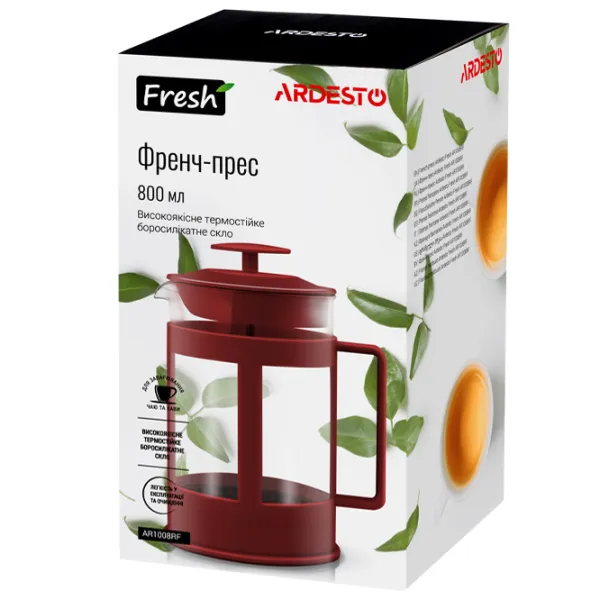 Френч-пресс Ardesto AR1008RF 0.8 л/ Красный photo 3 Френч-пресс Ardesto AR1008RF 0.8 л/ Красный photo 3