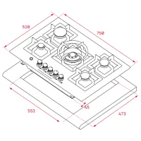 Plită încorporabilă pe gaz Teka EFX 70.1 5G AI AL DR CI Inox photo 2