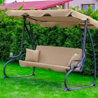 Leagăn de grădină FunFit Relax Plus (1602) Beige/ 200 kg photo 2